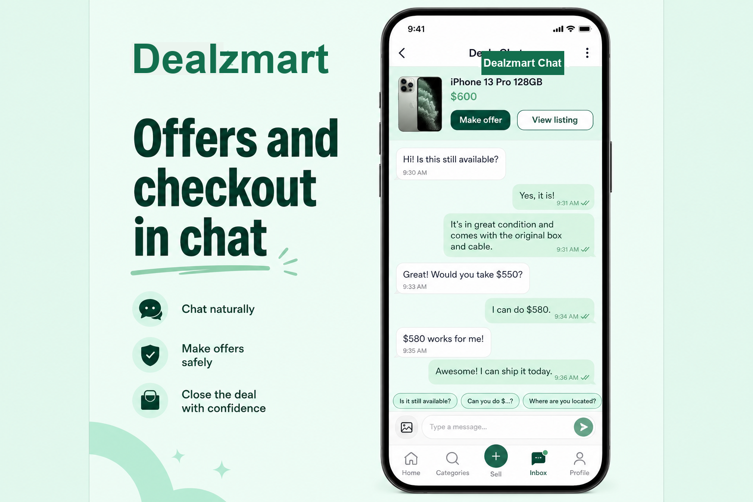 Dealzmart chat and offers screen